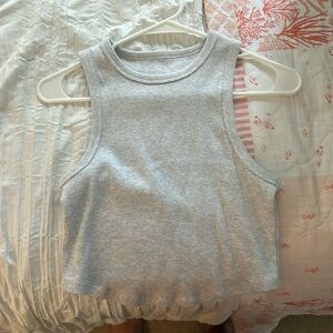 Aerie - New Day Curved Hem Tank - Light Grey